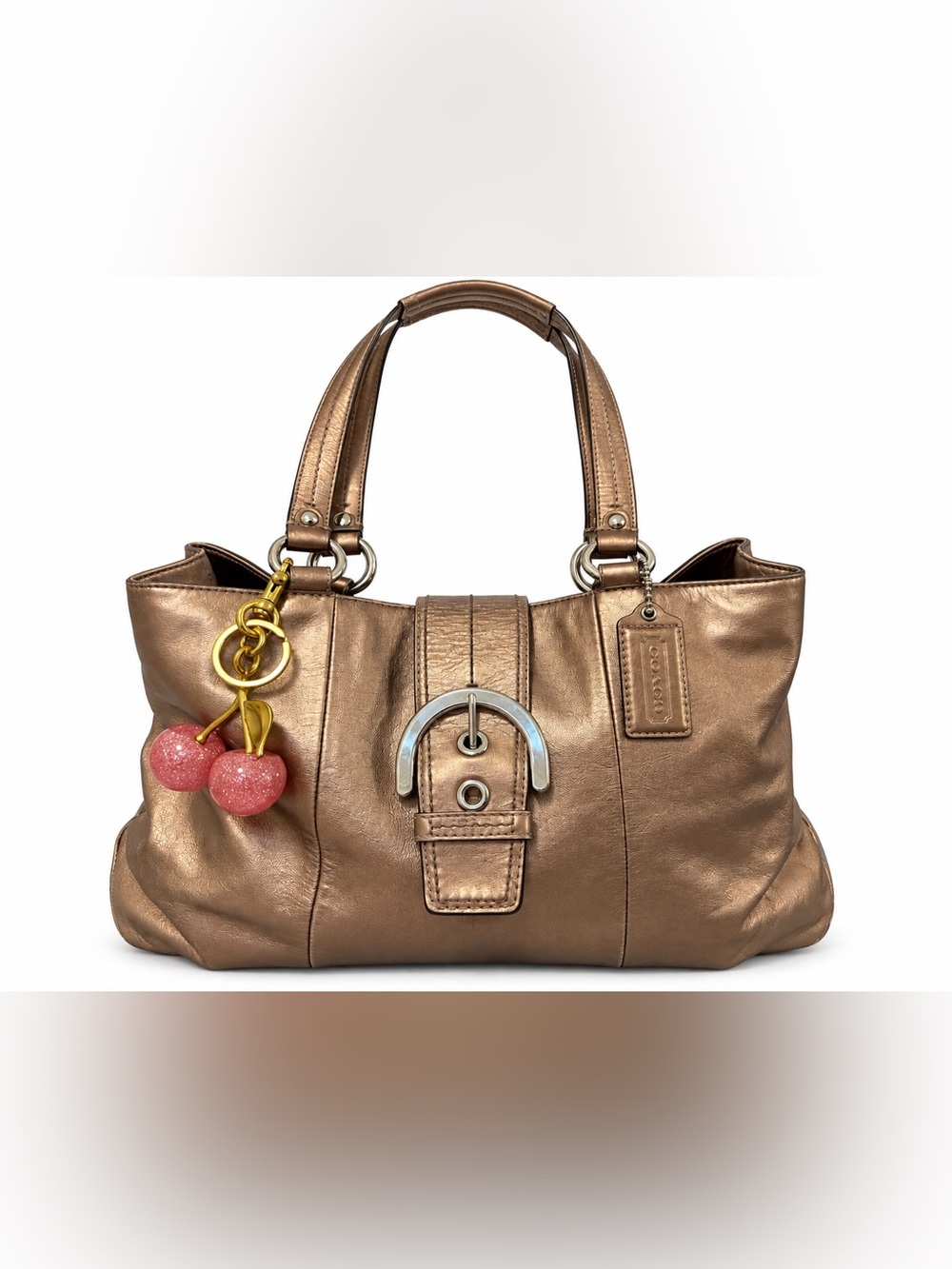 Coach SoHo Metallic Bronze Leather Buckle Tote bag